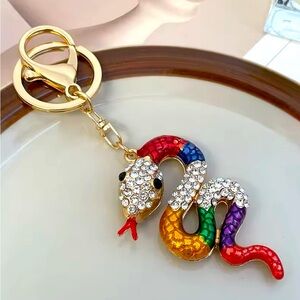 Beautiful Multi Colored Bling Snake 🐍 Bag Charm / keychain / key ring, New